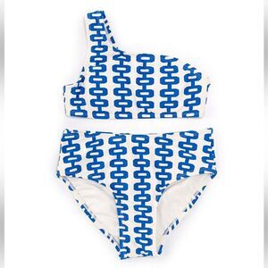 GB girls Printed One-Shoulder Bralette Two-Piece Swimsuit Bikini